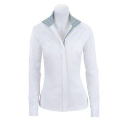 RJ Classics Kids Spruce Show Shirt - White With Blue Stripe Trim