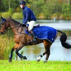 Rambo Waterproof Fleece Competition Sheet - Navy/Beige/Baby Blue