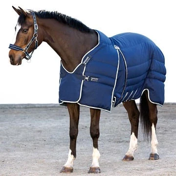 Rambo Optimo 400g Stable Rug - Navy/Beige/Baby Blue/Navy