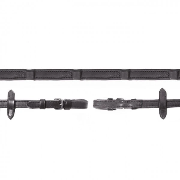 Schockemohle Sports Durasoft Reins With Buckle - Black/Silver