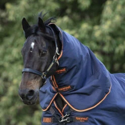 Rambo Original Rain Sheet Hood - Navy/Orange With Brown/Tan