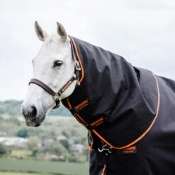 Rambo Supreme 1680D 150g Turnout Hood - Black/Orange/Tan/Brown