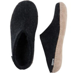 Glerups Unisex Slip-On With Leather Sole - Charcoal