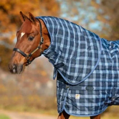 Horseware Ireland Rhino 150g Stable Hood - Navy Check/Indigo