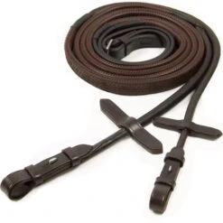 Schockemohle Rolled Rubber Reins 17mm - Brown/Silver